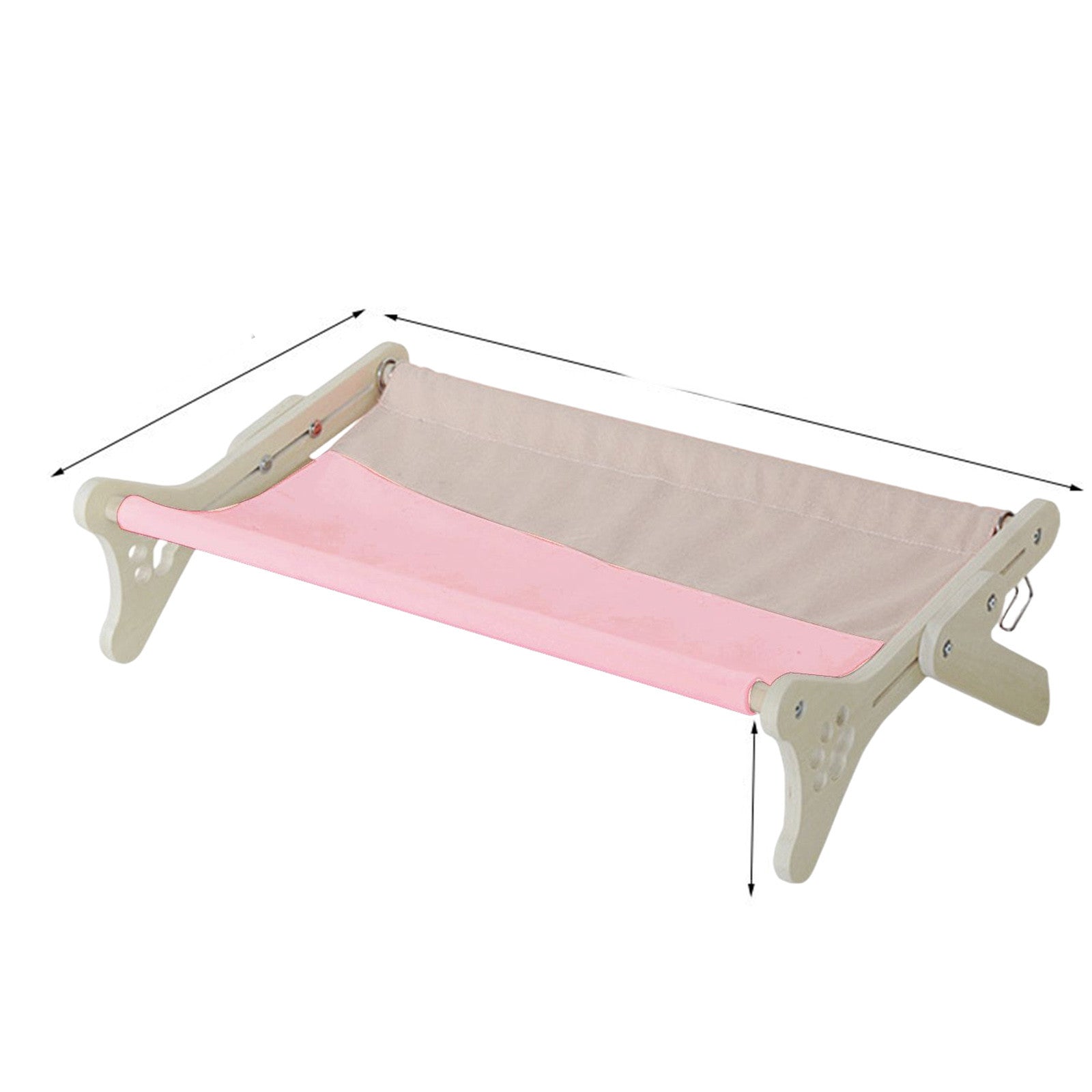 HKM-473491 Solid Wood One-Piece Cat Hanging Bed for Windowsill Sunbathing, Color Blocking Design, 58x37x16cm