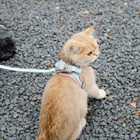 HKM-473555 Reflective Cat Harness with Traction Rope - Adjustable for Small to Large Cats, Anti-Stroke Design