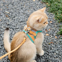 HKM-473555 Reflective Cat Harness with Traction Rope - Adjustable for Small to Large Cats, Anti-Stroke Design