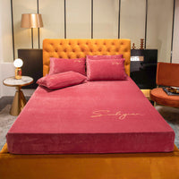 HKM-473683 Coral Velvet Bed Sheet with Crystal Flannel for Simmons Mattress, 180x200-220cm