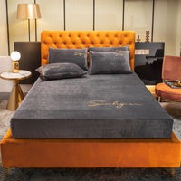 HKM-473683 Coral Velvet Bed Sheet with Crystal Flannel for Simmons Mattress, 180x200-220cm