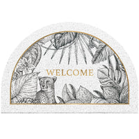 HKM-473747 Nordic Style Non-Slip Semicircle Entrance Door Mat with Plant Flower Design