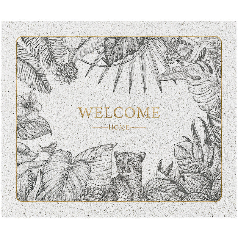 HKM-473747 Nordic Style Non-Slip Semicircle Entrance Door Mat with Plant Flower Design