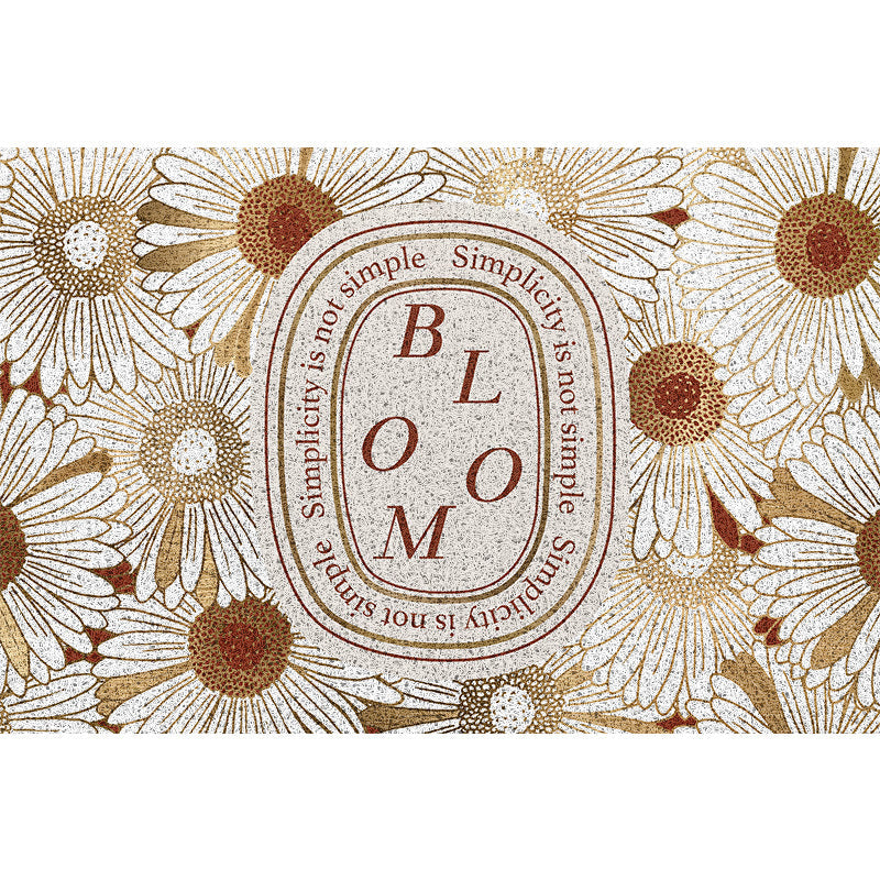 HKM-473747 Nordic Style Non-Slip Semicircle Entrance Door Mat with Plant Flower Design