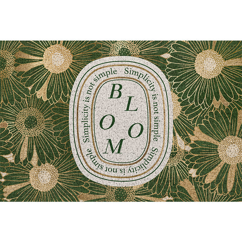 HKM-473747 Nordic Style Non-Slip Semicircle Entrance Door Mat with Plant Flower Design