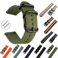 HKM-473875 Nylon Three-Buckle Watch Strap for Samsung Watches - Fits Galaxy Watch3, Active2 & More