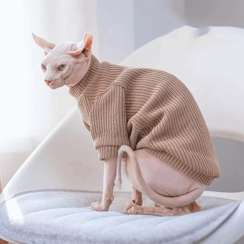 HKM-473939 Stylish Lightweight Moisture-Proof Pet Sweater in Light Brown and Brown, Multiple Sizes Available