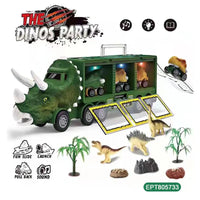 HKM-474003 Dinosaur Transport Carrier Truck with Friction Vehicle and 3 Dinosaurs for Kids Ages 2-7