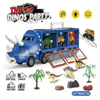 HKM-474003 Dinosaur Transport Carrier Truck with Friction Vehicle and 3 Dinosaurs for Kids Ages 2-7