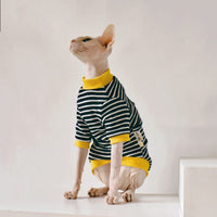 HKM-474003 Sphinx Hairless Cat Clothing in Black - Cotton European-American Style, Sizes XS to XXL