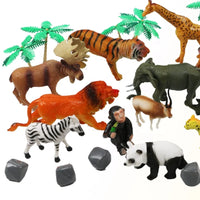 HKM-474195 Wildlife Safari Animal Toy Set - 14 Piece Jungle Adventure for Ages 2-4