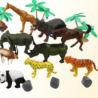 HKM-474195 Wildlife Safari Animal Toy Set - 14 Piece Jungle Adventure for Ages 2-4