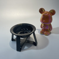 HKM-474387 Ceramic Cat Bowls with Iron Frame Stand - Stylish Elevated Dining Set for Cats