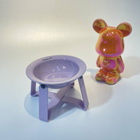 HKM-474387 Ceramic Cat Bowls with Iron Frame Stand - Stylish Elevated Dining Set for Cats