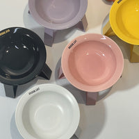 HKM-474387 Ceramic Cat Bowls with Iron Frame Stand - Stylish Elevated Dining Set for Cats
