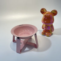 HKM-474387 Ceramic Cat Bowls with Iron Frame Stand - Stylish Elevated Dining Set for Cats