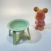 HKM-474387 Ceramic Cat Bowls with Iron Frame Stand - Stylish Elevated Dining Set for Cats