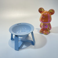 HKM-474387 Ceramic Cat Bowls with Iron Frame Stand - Stylish Elevated Dining Set for Cats