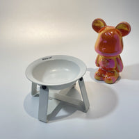 HKM-474387 Ceramic Cat Bowls with Iron Frame Stand - Stylish Elevated Dining Set for Cats