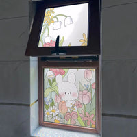 HKM-474451 Frosted Glass Sticker for Windows - Modern Design with Floral and Animal Patterns, 60cm x 100cm
