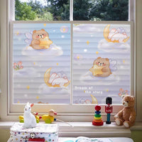 HKM-474451 Frosted Glass Sticker for Windows - Modern Design with Floral and Animal Patterns, 60cm x 100cm