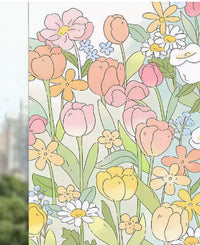 HKM-474451 Frosted Glass Sticker for Windows - Modern Design with Floral and Animal Patterns, 60cm x 100cm