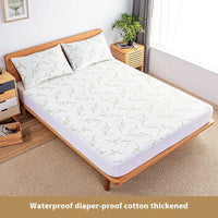 HKM-474515 Bamboo Leaf Waterproof Mattress Protector with Breathable Quilted Design for 1.8m Bed