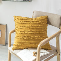 HKM-474579 Fringed Jacquard Cotton and Linen Pillowcase, 45x45cm, Soft PP Cotton Filling for Living Room and Bedroom