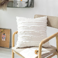 HKM-474579 Fringed Jacquard Cotton and Linen Pillowcase, 45x45cm, Soft PP Cotton Filling for Living Room and Bedroom