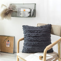 HKM-474579 Fringed Jacquard Cotton and Linen Pillowcase, 45x45cm, Soft PP Cotton Filling for Living Room and Bedroom