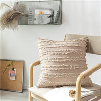 HKM-474579 Fringed Jacquard Cotton and Linen Pillowcase, 45x45cm, Soft PP Cotton Filling for Living Room and Bedroom