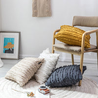 HKM-474579 Fringed Jacquard Cotton and Linen Pillowcase, 45x45cm, Soft PP Cotton Filling for Living Room and Bedroom