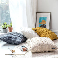 HKM-474579 Fringed Jacquard Cotton and Linen Pillowcase, 45x45cm, Soft PP Cotton Filling for Living Room and Bedroom