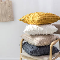 HKM-474579 Fringed Jacquard Cotton and Linen Pillowcase, 45x45cm, Soft PP Cotton Filling for Living Room and Bedroom