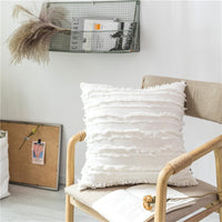 HKM-474579 Fringed Jacquard Cotton and Linen Pillowcase, 45x45cm, Soft PP Cotton Filling for Living Room and Bedroom