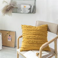 HKM-474579 Fringed Jacquard Cotton and Linen Pillowcase, 45x45cm, Soft PP Cotton Filling for Living Room and Bedroom