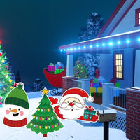 HKM-474643 5 Pack Multicoloured Christmas Outdoor Yard Signs for Holiday Decorations - Includes Tree, Reindeer, Santa, Gingerbread, and Snowman Designs