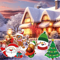 HKM-474643 5 Pack Multicoloured Christmas Outdoor Yard Signs for Holiday Decorations - Includes Tree, Reindeer, Santa, Gingerbread, and Snowman Designs
