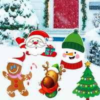 HKM-474643 5 Pack Multicoloured Christmas Outdoor Yard Signs for Holiday Decorations - Includes Tree, Reindeer, Santa, Gingerbread, and Snowman Designs