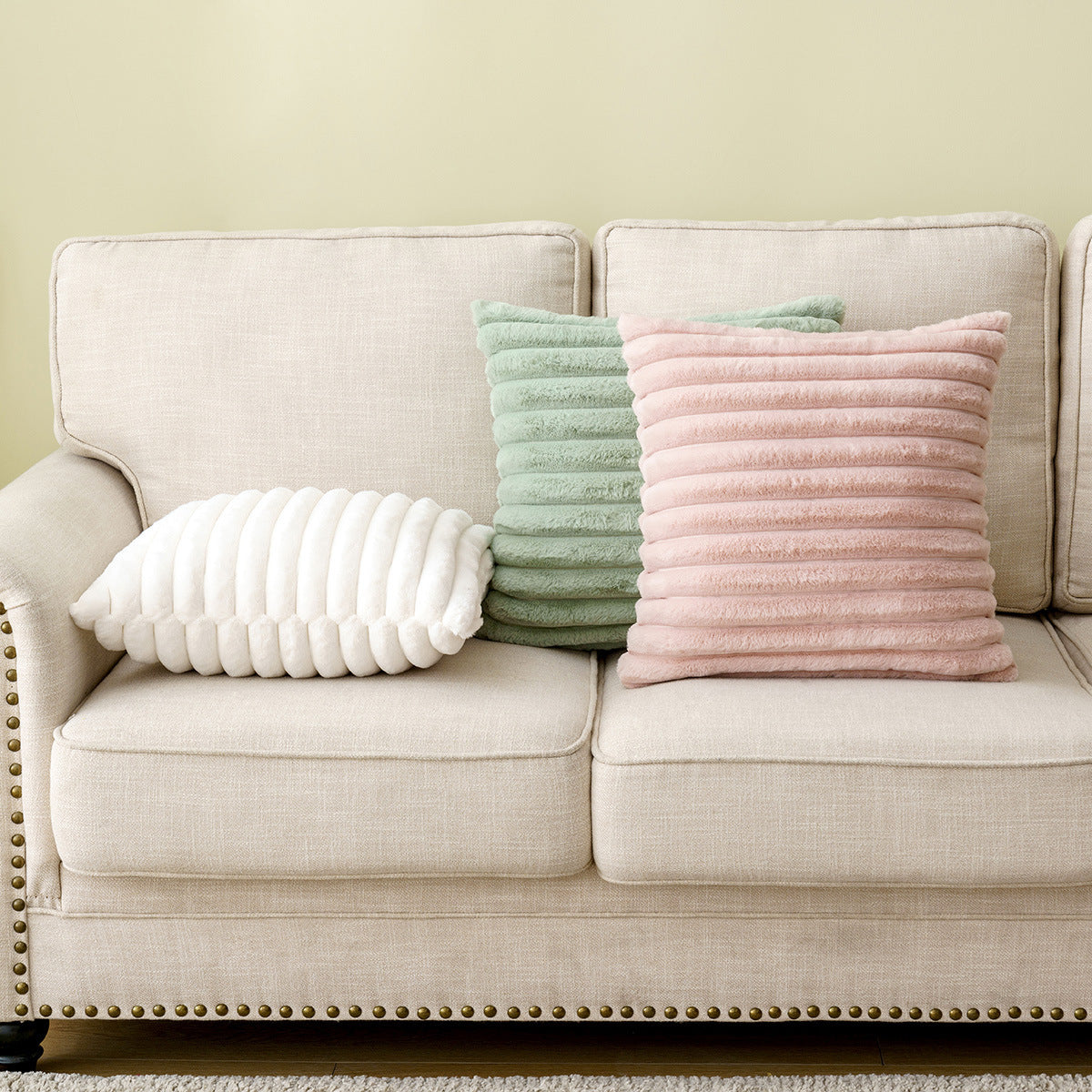 HKM-474643 Modern Stripe Pillow Cover for Living Room and Bedroom - Polyester, Various Colors, 30x50cm & 45x45cm