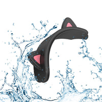 HKM-474707 Silicone Cat Ear Protective Sleeve for Wireless Bluetooth Headset - Black/White