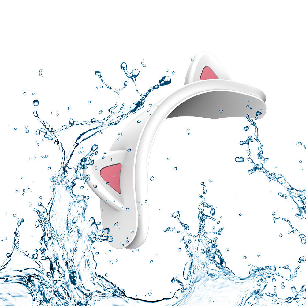HKM-474707 Silicone Cat Ear Protective Sleeve for Wireless Bluetooth Headset - Black/White