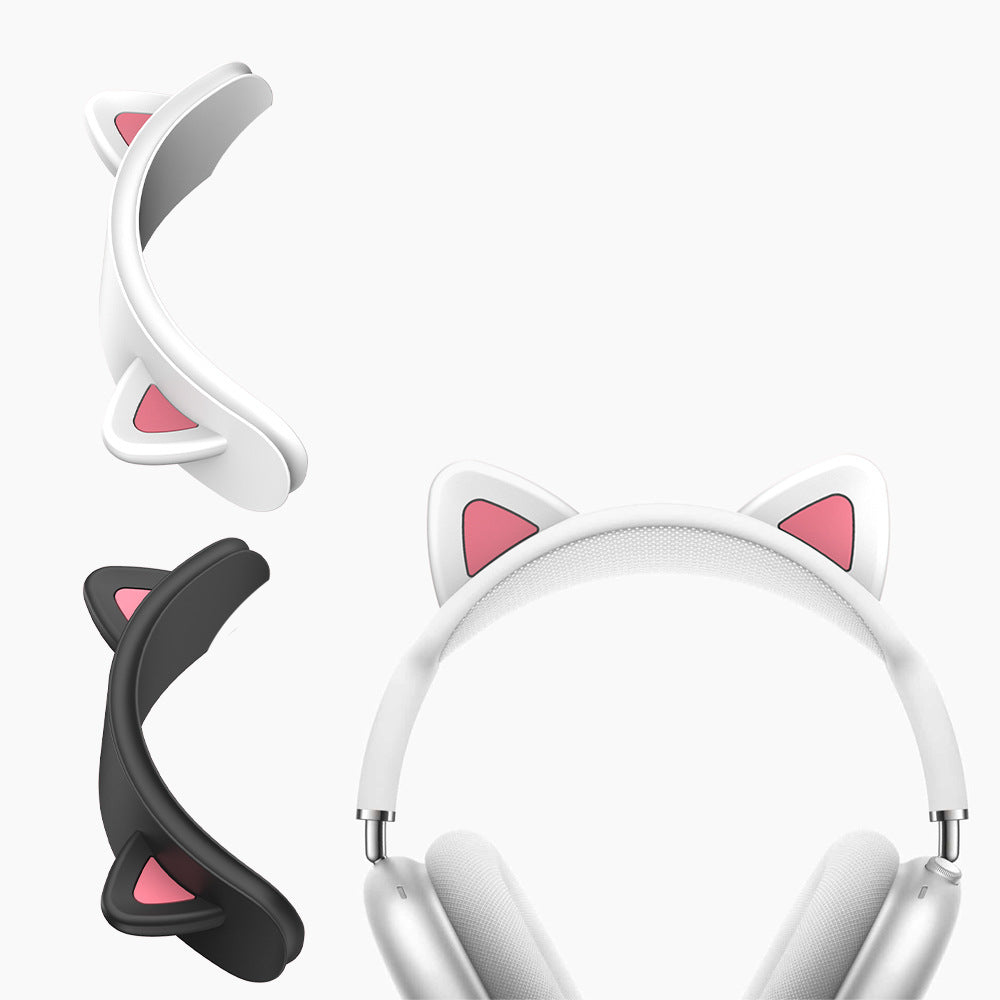 HKM-474707 Silicone Cat Ear Protective Sleeve for Wireless Bluetooth Headset - Black/White
