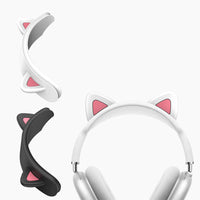 HKM-474707 Silicone Cat Ear Protective Sleeve for Wireless Bluetooth Headset - Black/White