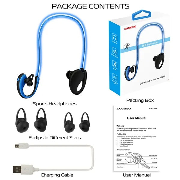 HKM-474707 Wireless V4.1 Neckband Earphones with HD Stereo Sound - Sweat-proof, Long Battery Life, Multiple Colors Available