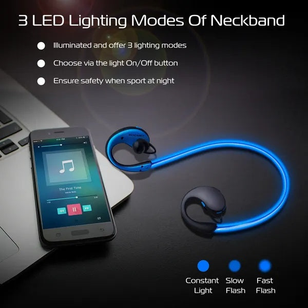 HKM-474707 Wireless V4.1 Neckband Earphones with HD Stereo Sound - Sweat-proof, Long Battery Life, Multiple Colors Available