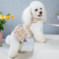 HKM-474771 Vest Style Chest Strap with Hand Holding Rope for Pets - Milky White & Purple Skirts