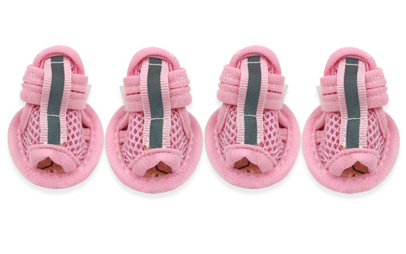 HKM-474835 Breathable Mesh Puppy Sandals with Non-Slip Rubber Sole for Small Dogs - Set of 4