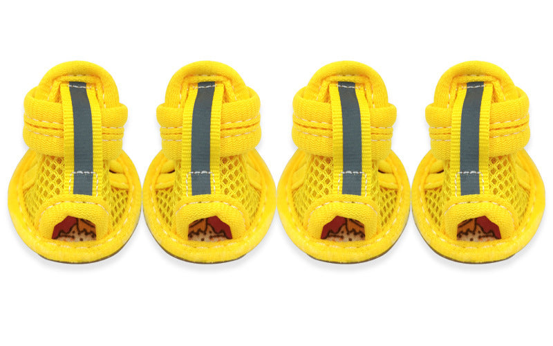 HKM-474835 Breathable Mesh Puppy Sandals with Non-Slip Rubber Sole for Small Dogs - Set of 4
