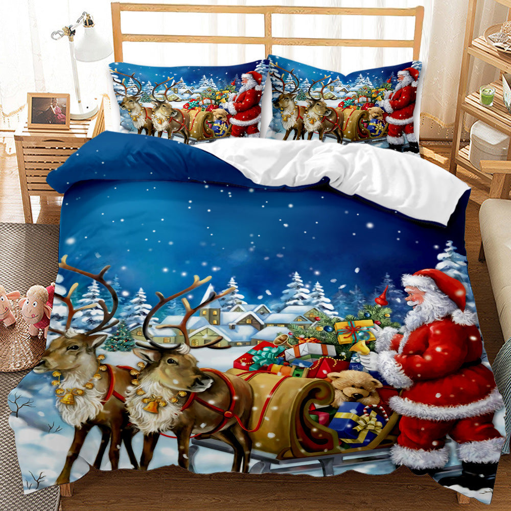 HKM-474835 Festive Red 3D Digital Print Bedding Set - Cartoon Design, Available in Multiple Sizes